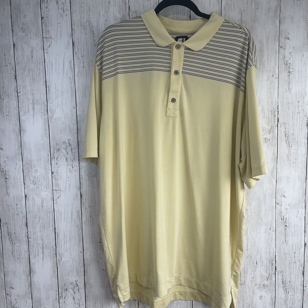 Footjoy Shirt Mens 2XL Yellow‎ Golf Polo Boyne Highlands Active Performance
